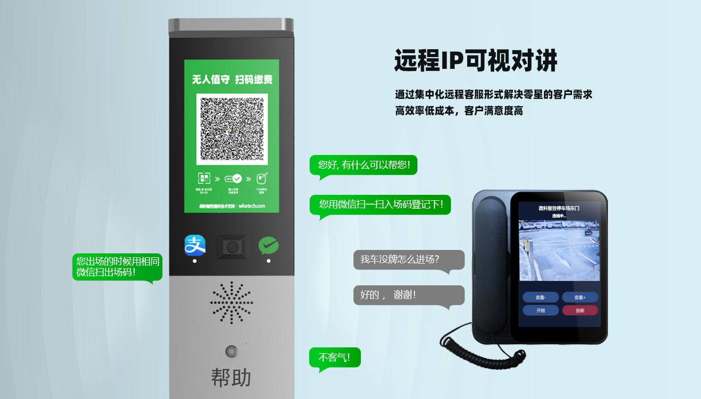 遠程對講系統，一個人可以管理多個停車場