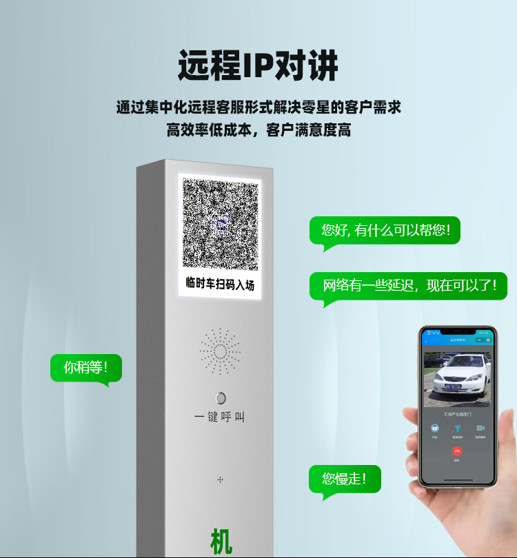 停車場系統遠程IP對講，可聯動監控實現視頻對講