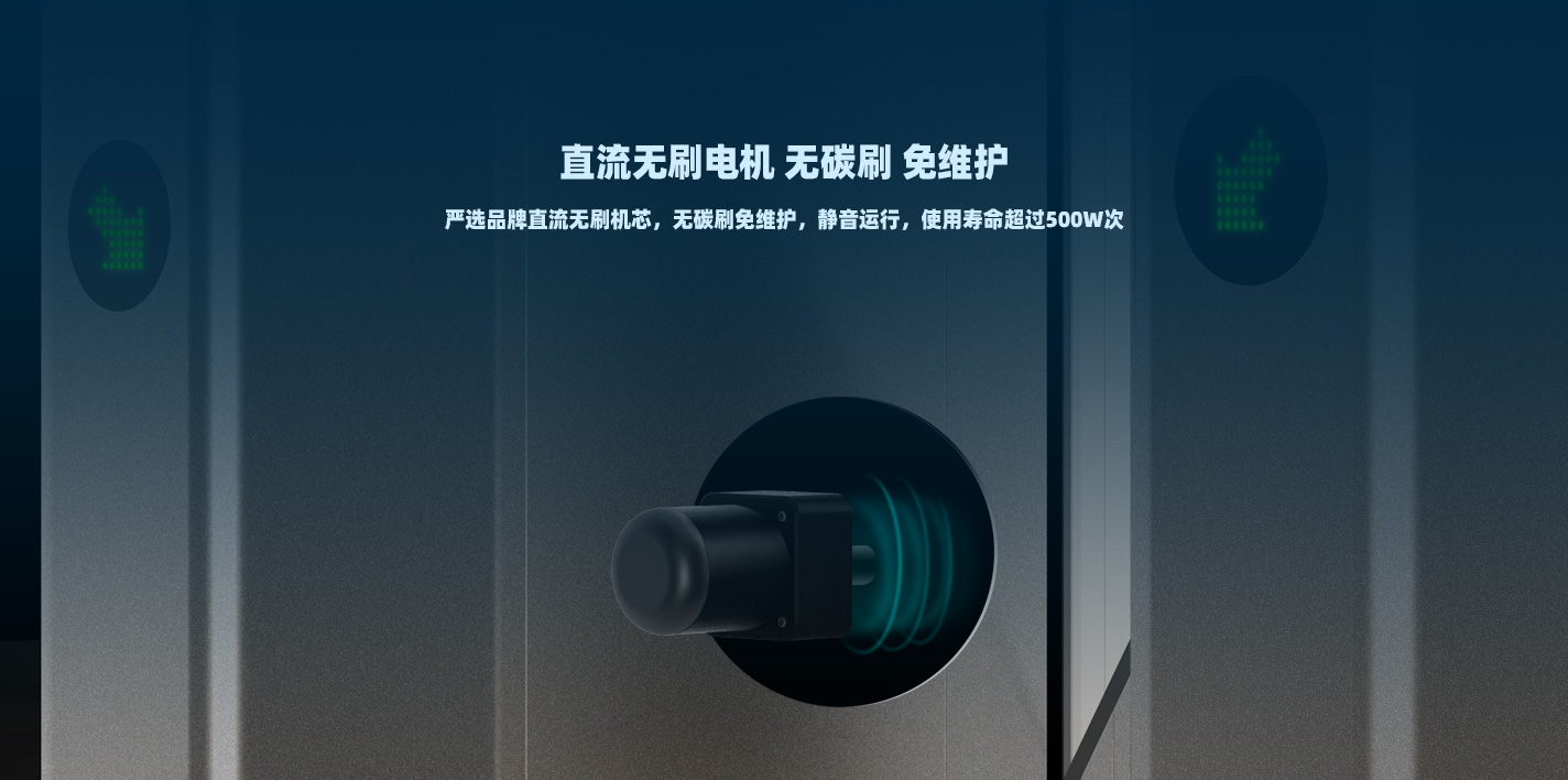 嚴(yán)選品牌直流無(wú)刷電機(jī)，無(wú)碳刷免維護(hù)，靜音運(yùn)行壽命更長(zhǎng)久，可達(dá)500萬(wàn)次